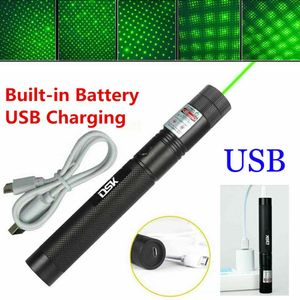 Pointeur Laser vert Rechargeable USB 200 milles, astronomie 532nm, Grand stylo Laser 2 en 1, faisceau lumineux avec capuchon étoile, batterie intégrée, jouet pour animaux de compagnie