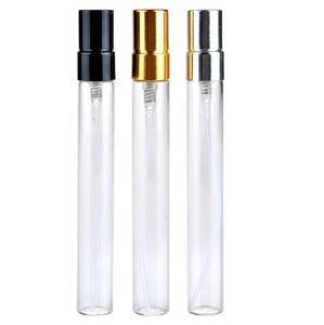 200 unids 10 ml botella de perfume de vidrio botella de spray recargable vacía pequeño atomizador de perfume frascos de muestra de perfume botella de vidrio de prueba LX4170