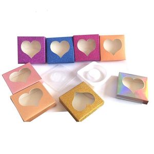 200pcs 3D Mink Eyelash Love Shape Boxes Cajas de pestañas postizas de pestañas de cajas de cajas de cajas de pestañas vacías
