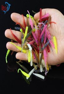 200 pièces 4cm03g vers de pêche à l'achigan 10 couleurs leurres de pêche en plastique souple en Silicone appâts artificiels en caoutchouc dans le crochet à tête plombée Use1531669