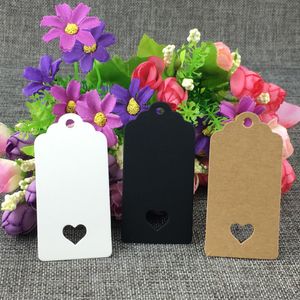 200pcs Black / White / Brown / Heart Blank Paper Hang Card / Saint-midi Forme pour emballage Carte de hangage / Tag de décoration cadeau de mariage