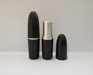 200 unids/lote 3ML de capacidad 12,1mm tubo de lápiz labial de plástico vacío negro contenedor de cosméticos de viaje botellas de tubos bálsamo labial