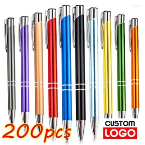 200pcs Metal Ball Pen Custom Logo Promotional Gift Personnalized Giveaway Advertising Wholesale Laser Gravure Nom Text