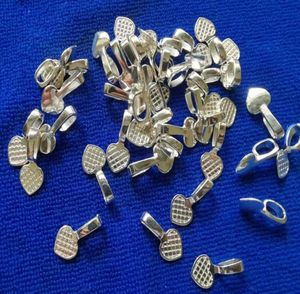 200 piezas de pegamento de metal plateado en la fianza colgante de encogimiento en blanco Configuración de cabochon A11586SP para joyas para hacer 3530456