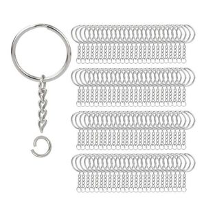 200 pièces porte-clés fendus avec porte-clés en chaîne et anneaux de saut ouverts en vrac pour l'artisanat bricolage (1 pouce/25mm) H0915