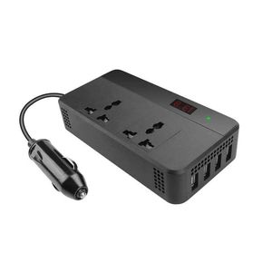 200W voiture onduleur prise universelle câble d'alimentation prise 12V 220V avec affichage numérique 4 adaptateur convertisseur USB onde sinusoïdale modifiée swit Ugjj