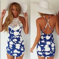 Women white print backless sexy dress lady celebrity casual ...