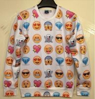HOT!New Women Men love afraid happy sad emoji print Pullover...