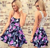 New Women Lace Patchwork Dress Sexy Hollow Back Vestidos Wom...