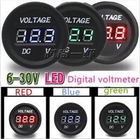 Car Vehicle Motorcycle LED Digital Panel Display Round Voltm...