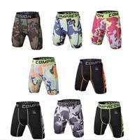 Blue Yellow Camo Sexy Mens Elastic Skinny Gym Shorts Compres...