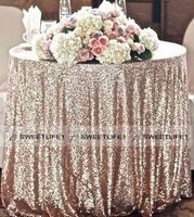 Charming Sequined Table Cloth Custom Made Round Champagne Wholesale Sparkly Table Sequin Linens Cheap Wedding Accessories
