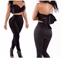 sexy club suits women bow- tie bra bodycon jumpsuit party eve...