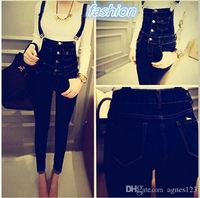 New Fashion elastic Skinny Blue Denim Jumpsuit pants Casual ...