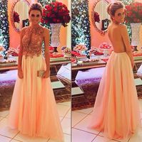 New Arrival Sexy Chiffon Beaded Appliques Lace Prom Dresses ...