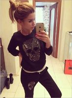 women clothing set skull blingbling sport suit women 2 piece...