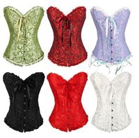 Sexy Lingerie Steel Bustiers Black Satin Embroidered Corset ...