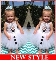 elsa Snow baby cute snowman olaf cartoon dress girls tutu pa...