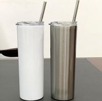 Sublimation Skinny Tumblers 20oz blank white tapered straight skinny cup with lid straw 20oz Stainless steel vacuum insulated water EEA2041