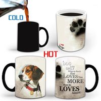 1Pcs 350ml Cute Dogs Color Changing Mug Ceramic Milk Coffee Cup Gift For Friends Children Kids Mugs