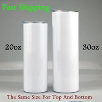 Christmas Sublimation Blanks Skinny Tumbler 20oz 30oz Stainless Steel Wine Straight Tumblers Insulated Coffee Mug With Straw Birthday Gift F