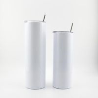 20oz Sublimartion Straight tumblers with straw lid Rubber Bottoms Stainless Steel tumbler Coffee Mug Sublimation Blanks Water Bottle