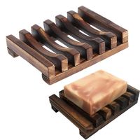 Natural Wooden Bamboo Soap Dish Tray Holder Storage Rack Pla...