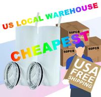 US Local Warehouse 20oz sublimation Mug straight tumblers blanks white Stainless Steel Vacuum Insulated Slim DIY 20 oz Cup Car Coffee Mugs White