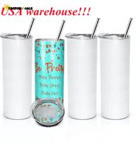CA USA Local warehouse 24H ship sublimation straight tumbler 15oz 20oz 30oz blank skinny tumblers sippy cup water bottle USA warehouse GG0517