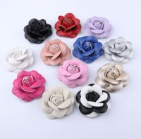 Fabric Swatches Black White Genuine Leather Camellia Flower Bow for Woman Big Size Ribbon Dress Shirt Accessories