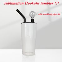 sublimation hookahs Cups 20oz cold smoking tumbler Curved Mugs with Smoking Lid Glass Bowl Water Pipe Blanks tumblers