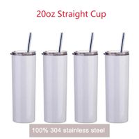 STRAIGHT 20oz Sublimation STRAIGHT Tumblers Water Bottles With Straw Stainless Steel Double Insulated Cups Mugs