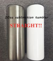 sublimation STRAIGHT tumbler 20oz skinny tumblers 304 stainless steel slim cup vacuum insulated travel mug with lids