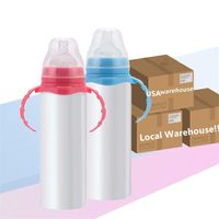 Local Warehouse!!! 8oz Sublimation sippy cup STRAIGHT Baby Bottle Stainnless Steel Portable Kids Mugs Double Wall Vacuum Feeding Nursing Bottle US-Abroad Shipping