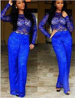 ew Women Boat Neck Lace Hollow Sleeveless Jumpsuit Fashion C...