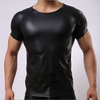 Fashion Men' s Balck 3 Size Leather Shirts For Mens Casu...