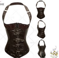 Faux leather Spiral Steel Boned Waist Training Corset Bustie...