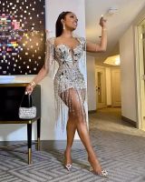 Sparkly Silver Celebrity Dress Prom Dresses 2022 For Black G...
