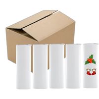 20oz Sublimation Skinny Tumblers Straight Tapered blank white skinny tumbler with lid straw rubber bottom 20 oz Stainless steel vacuum insulated sippy cups
