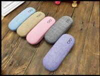 Fashion Hard Shell Eyeglasses Case Protector Linen Fabrics Large Glasses Case Concise (assorted colour) 16x5.4x3.6 cm