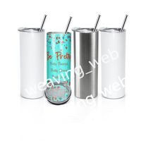 DIY sublimation straight tumbler 20oz stainless steel slim tumbler skinny tumblers vacuum insulated travel mug