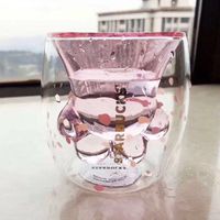 Gift Product Limited Eeition Cat Foot Starbucks Mugs Coffee Mug Toys Sakura 6oz Pink Double Wall Glass Cups
