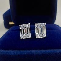 Stud Vintage 925 Sterling Silver 6 8MM Emerald Cut Earrings 5A Zircon For Women Wedding Party Fine Jewelry WholesaleStud