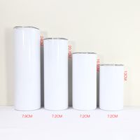 Wholesale 12oz 15oz 20oz 30oz sublimation straight skinny tumbler stainless steel tumblers double walled vacuum insulated with sealed lid and plastic straw DHL