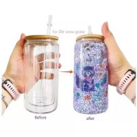 NEW 12oz 16oz DOuble wall Sublimation Glass Mugs Blanks Bamb...