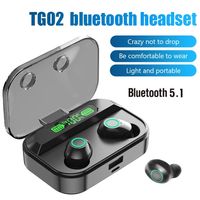 TG02 TWS Headphones 5. 1 Bluetooth 9D Stereo Sports Earbuds W...