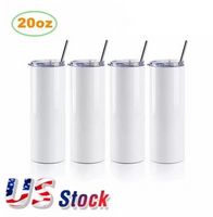 3 Days Delivery!!! 20oz sublimation Mug straight tumblers blanks white 304 Stainless Steel Vacuum Insulated Slim DIY 20 oz Cup Car Coffee Mugs Wholesale US STOCK B0512