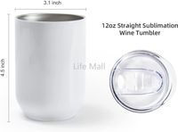 Sublimation Blanks Wine Tumblers Straight Cup Stainless Steel Double Wall Vacuum Insulated Mugs 12oz DD