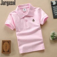 Jargazol Teenagers 3-15 Years Boys Shirts Short Sleeve Tops Solid Sport Polo Shirt Kids School Costume Children Girls Clothes