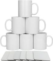Set of White Sublimation Blank Coffee Mugs 11oz Tea Chocolat...